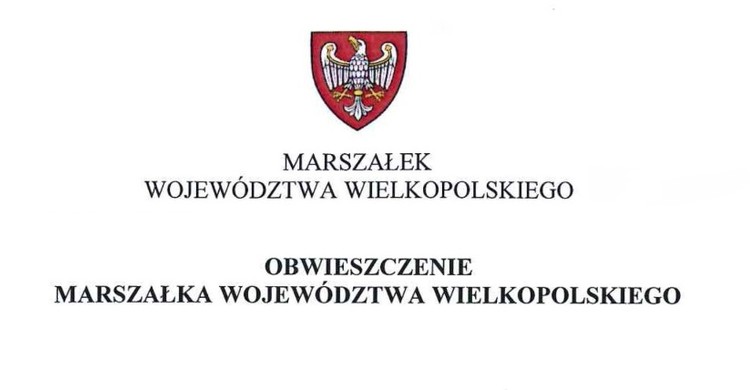 Obwieszczenie Marszałka Województwa Wielkopolskiego - zdjęcie