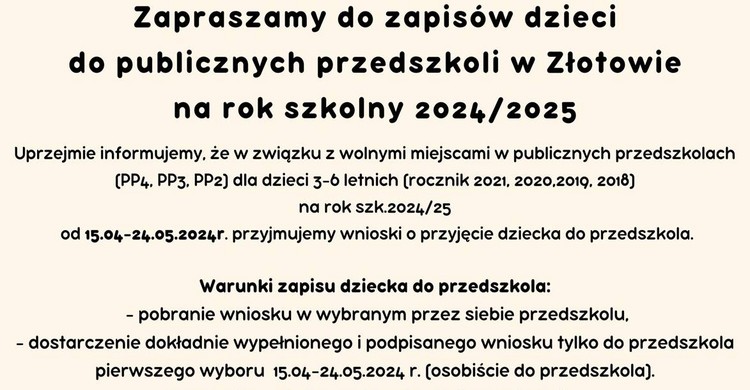 Zapraszamy do zapisów dzieci do publicznych przedszkoli w Złotowie - zdjęcie