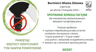 Spotkanie konsultacyjne dla mieszkańców Złotowa – programy „Czyste Powietrze” i  „Czyste Ciepło”